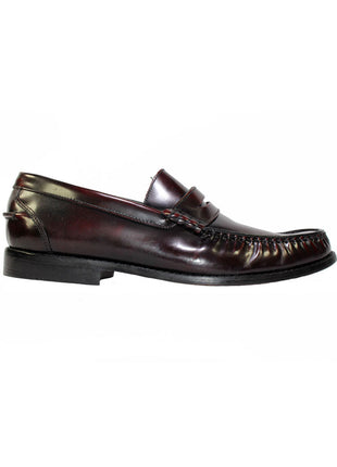Mocasín de piel café para hombre León 1212 vista lateral