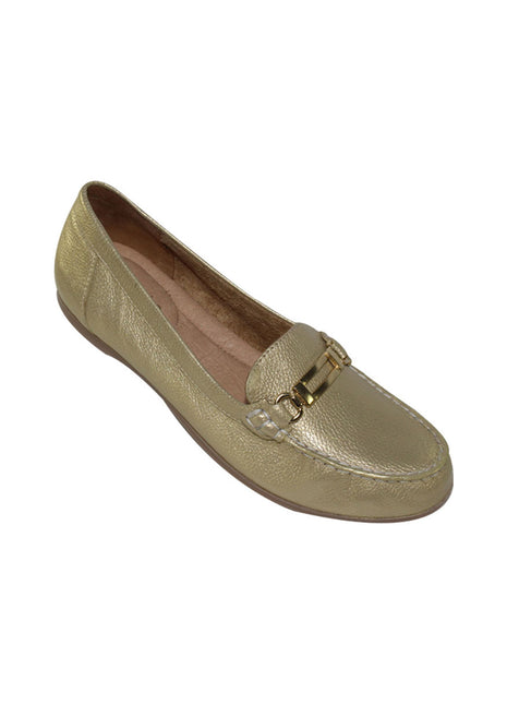 MOCASINES ACABADO TEXTIL PARA MUJER COLOR ORO GIUSTO 14402