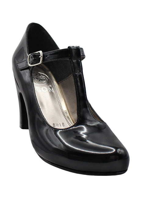 ZAPATILLAS DE VESTIR Y FIESTA MUJER CHAROL NEGRO LEON 8418