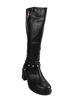 BOTAS ALTAS SINTÉTICO PARA MUJER COLOR NEGRO LEON 7810NEGRO