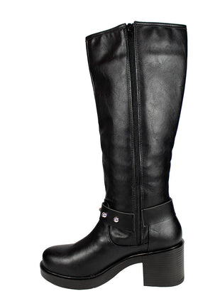 BOTAS ALTAS SINTÉTICO PARA MUJER COLOR NEGRO LEON 7810NEGRO