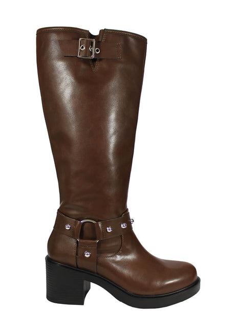 BOTAS ALTAS SINTÉTICO PARA MUJER COLOR CAFÉ LEON 7810