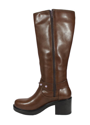 BOTAS ALTAS SINTÉTICO PARA MUJER COLOR CAFÉ LEON 7810