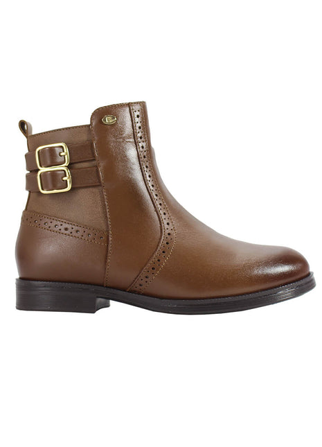 BOTIN CASUAL DE PIEL PARA NIÑA COLOR CAFÉ LEON 92314