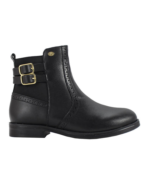 BOTIN CASUAL DE PIEL PARA NIÑA COLOR NEGRO LEON 92314