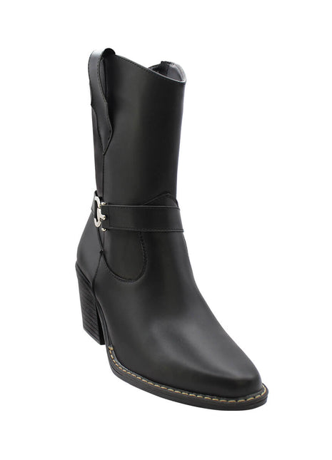 BOTIN VAQUERO SINTÉTICO PARA MUJER COLOR NEGRO LEON 488