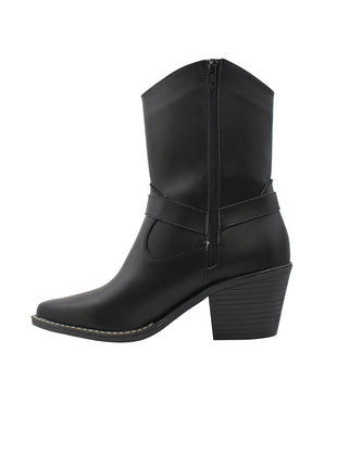 BOTIN VAQUERO SINTÉTICO PARA MUJER COLOR NEGRO LEON 488