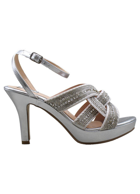 SANDALIAS DE VESTIR SINTÉTICA PARA MUJER COLOR PLATA LEON 71454