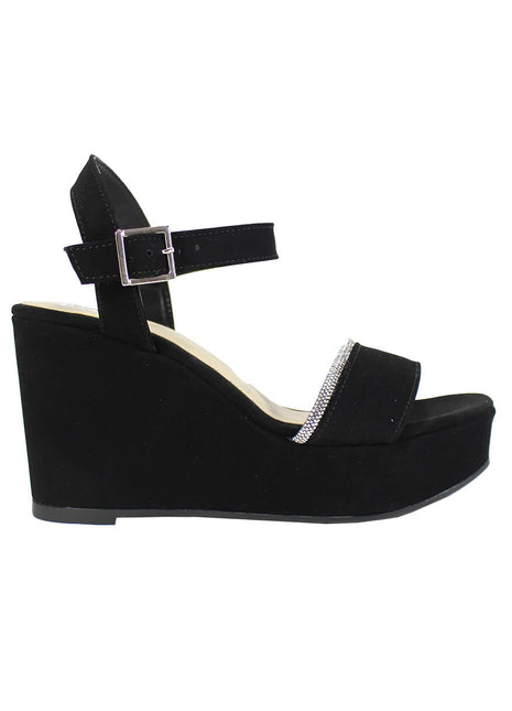 SANDALIAS DE VESTIR Y FIESTA MUJER NOBUK NEGRO LEON 50109NEGRO