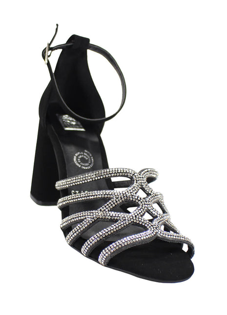 SANDALIAS DE VESTIR Y FIESTA MUJER NOBUK NEGRO LEON 6123NEGRO