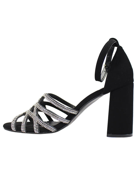 SANDALIAS DE VESTIR Y FIESTA MUJER NOBUK NEGRO LEON 6123NEGRO
